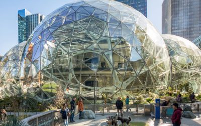 Tres burbujas de vidrio, el área de ocio de la sede de Amazon en Seattle